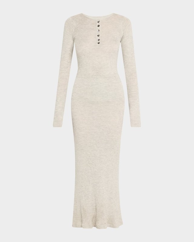 Tilda Cashmere Jersey Henley Midi Dress